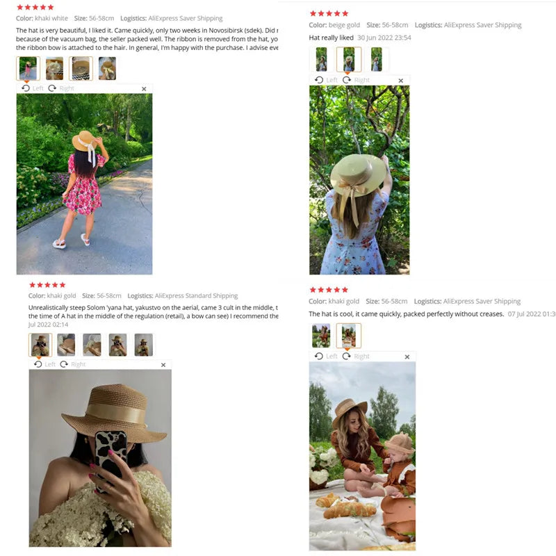 Bucket hat beach summer straw hats for women flat top ribbon bowknot elegant luxury sombreros de mujer