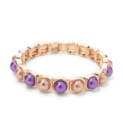 2024 New Enamel Bracelets For Women Colorful Pearl Charm Gold Color Bangle Bohomian Elastic Hand Jewelry