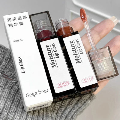 Nude Grey Mirror Jelly Lip Gloss Water Light Gloss Moisturizing Non-stick Cup Stain Lip Glaze Waterproof Lasting Makeup Cosmetic