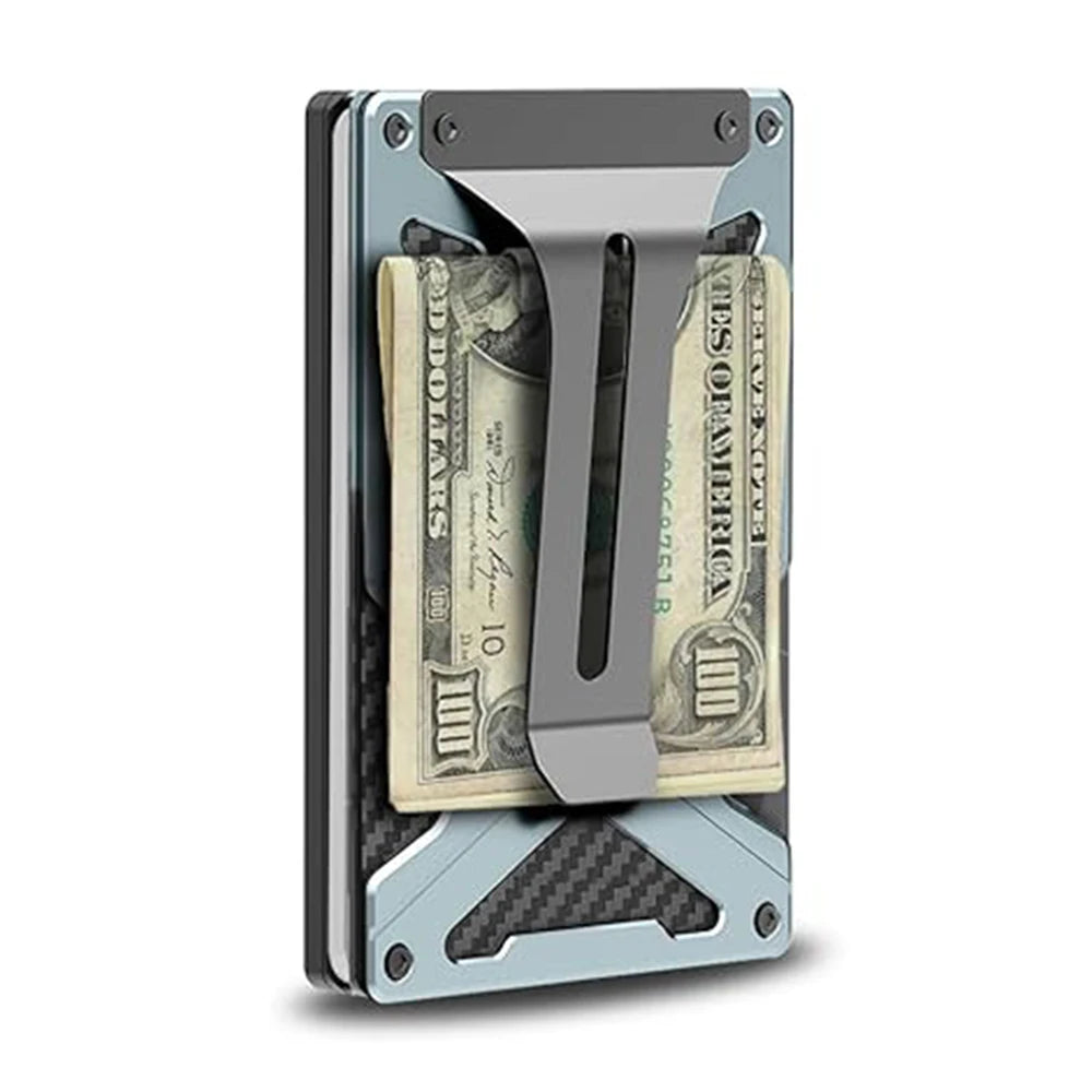 Mag Safe Wallet Money Clip, 2 in 1 Air Tag Holder and Money Clip, [With1 Magnetic Sheets], for Magnetic and Non-Magnetic Phones