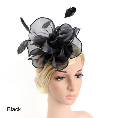 Top Hat Royal Ascot Race Flower Mesh Headband Fascinator Hats Headwear Cocktail Tea Party Feather Flower Headband