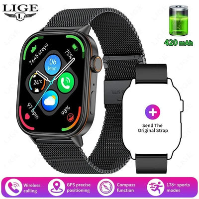 LIGE GPS Trajectory Smart Watch Women 2.01" HD Screen Compass Bluetooth Call Heart Rate Blood Oxygen Men Smartwatches 2025 New