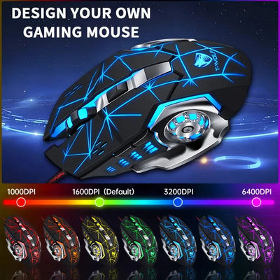 2 in1 Keyboard and Mouse Set Ergonomic Wireless Gaming Keyboard 7 RGB Backlighting, and Programmable Buttons for PC/Laptop