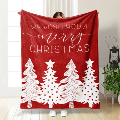 Merry Christmas Blankets Fleece Decoration Portable Ultra-Soft Throw Blanket for Home Car Plush Thin Quilt Blanket