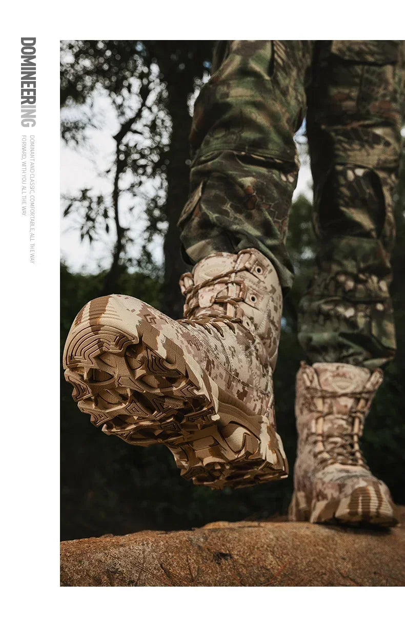 2025 Men Boots Tactical Shoes High Top Hiking Durable  Anti-Slip Outdoor Climbing Trekking Shoe Military Tactical Low Boots Male