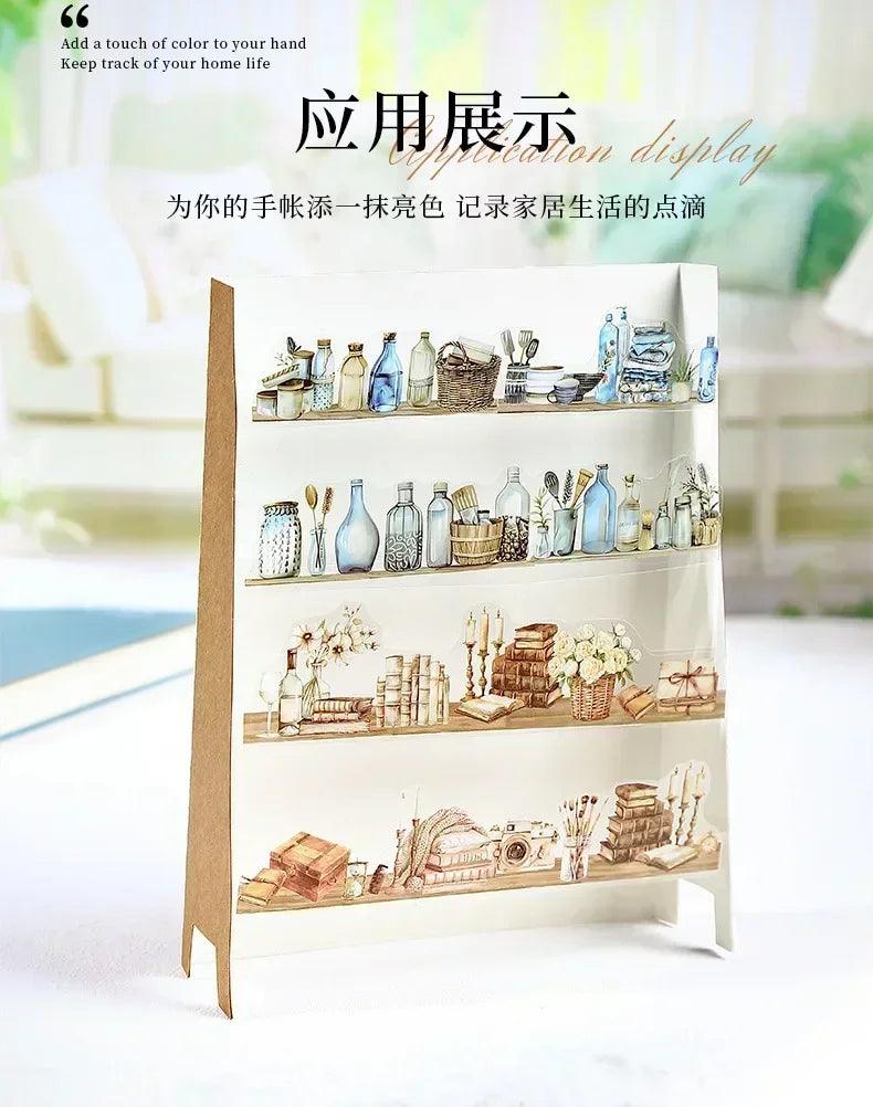Homely aesthetics 18 exquisite dual material die-cut stickers in 6 home decor designs soft time series