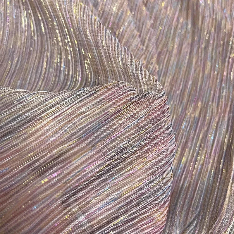 Soft Tulle Pleated Fabric Bark Wrinkle Texture By The Meter for Wedding Decoration Clothes Sewing Anti-wrinkle Cloth Glossy Gray