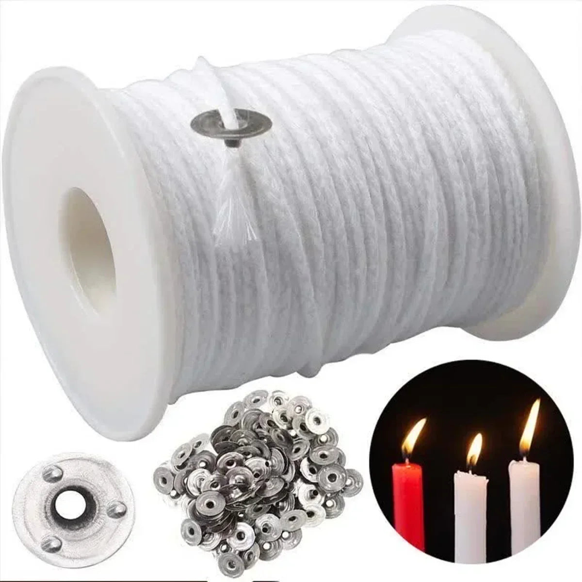 61m cotton woven candle wick diy handmade making accessories smokeless all natural 24 strand wicks 1 roll 200 feet