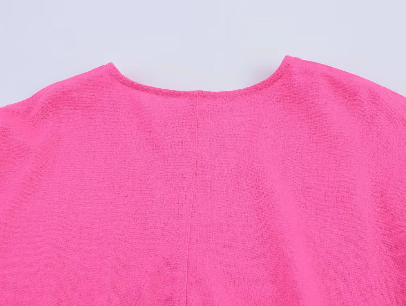 Women's asymmetrical V-neck design linen top