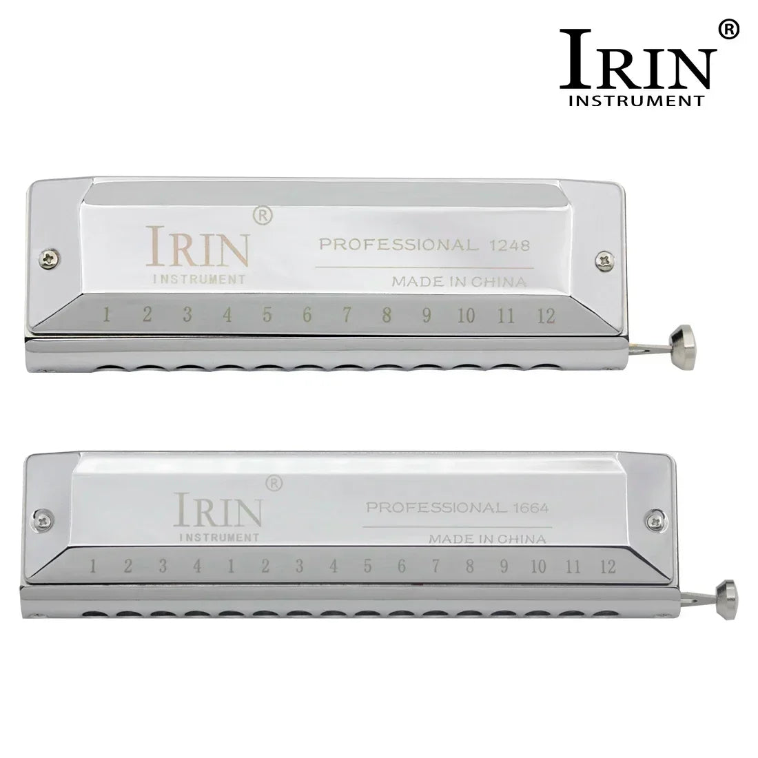 IRIN Harmonica 12/16-Hole 48/64-Note Chromatic Harmonica Semitones Mouth Organ Professional Harmonica Woodwind Instrument
