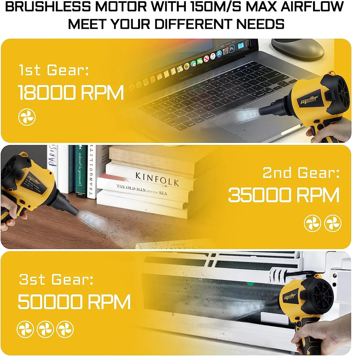 Cordless Air Pump Air Duster Compatible with Dewalt 18V 20V Battery(Tool Only) Compressed Air Blower for Home Cleaning, Outdoor