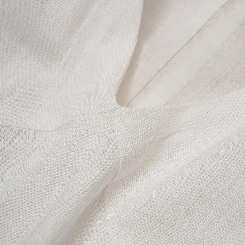 Women’s casual linen sleeveless dress v-neck chic elegant cotton-linen blend summer fashion sexy new arrival vestidos