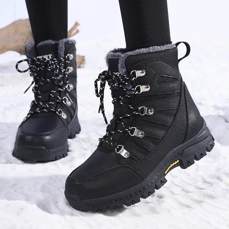 2025 New WinterFleece-Lined Thickened Wear-Resistant Outdoor Climbing Shoes Women's Cotton Snow Boots High-Top Cotton Shoes