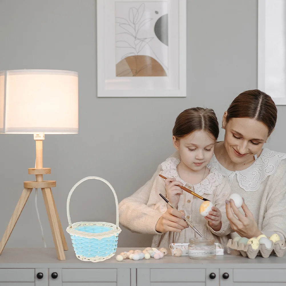 10pcs Mini Plastic Baskets Children Handheld Basket Small Storage Bins Woven Containers Picnic Easter Gift Baskets Home Decor