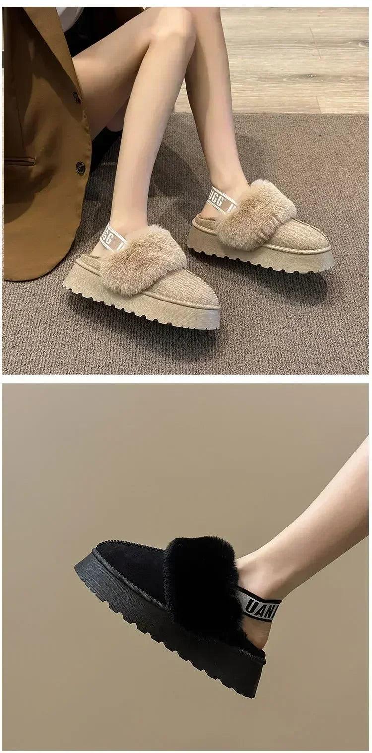 2024 new winter snow boots for women - fur lined with thick fleece and warm cotton