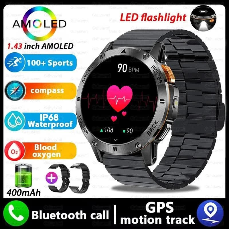 2025 New For Xiaomi IOS Compass Outdoor Smart Watch Men 1.43'' HD AMOLED Screen GPS 400 Mah Battery Bluetooth Call SmartWatches