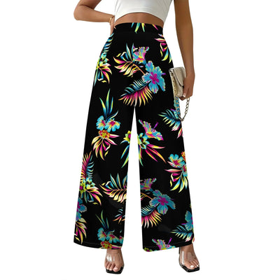 Women's Wide Leg Sweatpants Casual Elastic High Waisted Drawstring Long Pants Beach Vacation Pants with Pockets