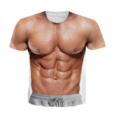Ugly Body Pattern T Shirt For Men Fake Swimsuit 3D Printed Tees Casual Streetwear Short Sleeve O-Neck Tops Oversized T-Shirts