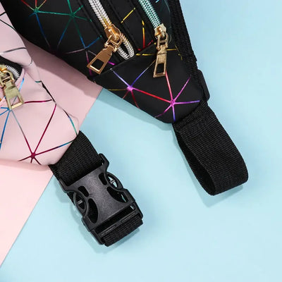 Fashion Geometric Patterns Wallet Bag Women Waist Packs Fanny Pack Pouch Hip Purse Satchel Laser Belt Bags