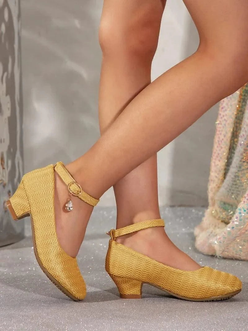 Non-slip Children's Leather Shoes with Heels | Catwalk | Versatile Girls Fashion |  Kids | Princess, Wedding, Party Shoes