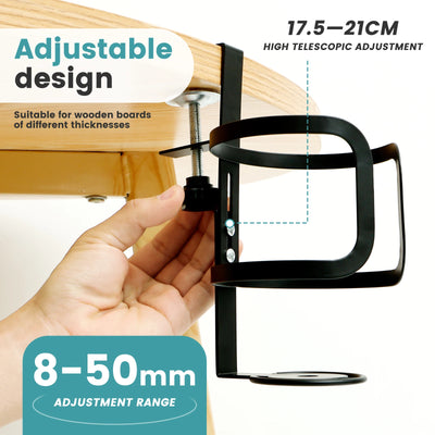 Large Desk Cup Holder Universal Adjustable Leak Proof Clip On Table Cup Holder Adjustable Coffee Mug Headphone Organizer for Des