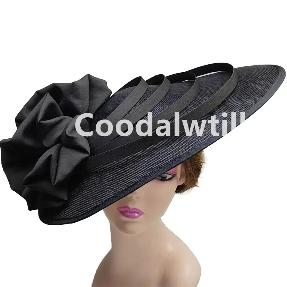 Women Church Wedding Big Fascinator Hat Fashion Large Flower Headpiece Fascinator Ladies Elegant Party Royal Ascot Millinery Cap