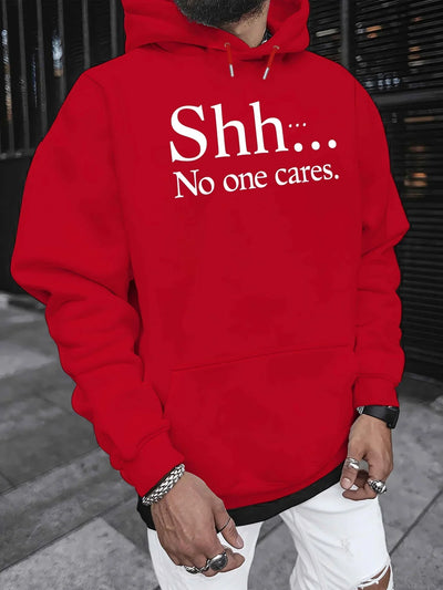 Shh No One Cares New Men'S Printed Autumn And Winter Sweatshirts, Versatile Spring Autumn Hooded Trendy Brand Sweatshirts