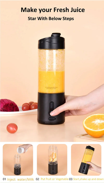 Portable Blender Smoothies Mini Portable Juicer Blender USB Rechargeable Portable Blender for Smoothies Fresh Fruit Juice Mixer