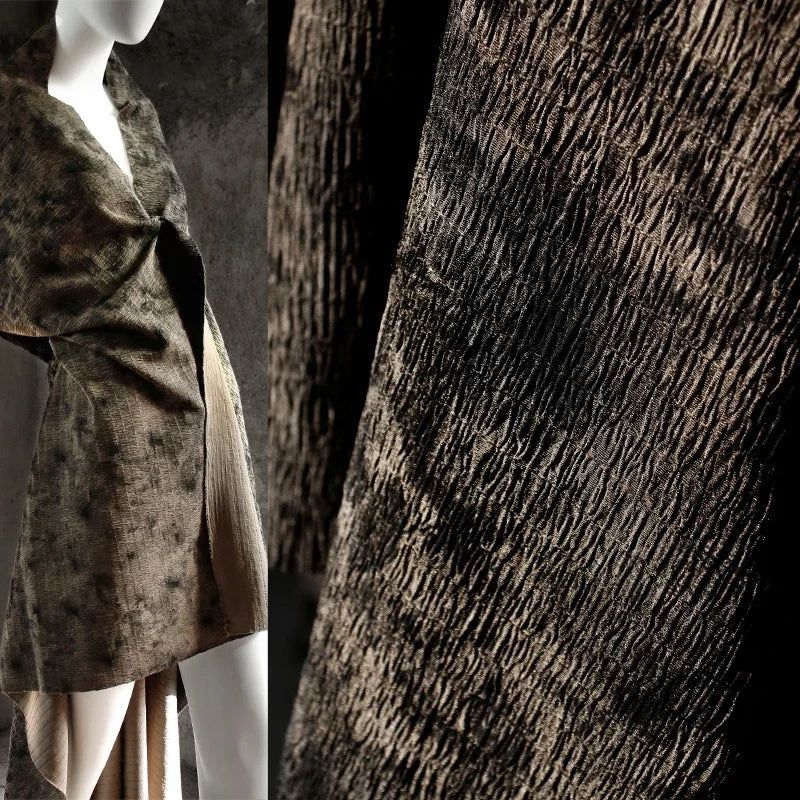 Moss Three-dimensional Folds Irregular Texture Stir Fried Fabric Meilad New Chinese Style Vintage Clothing Designer Fabric