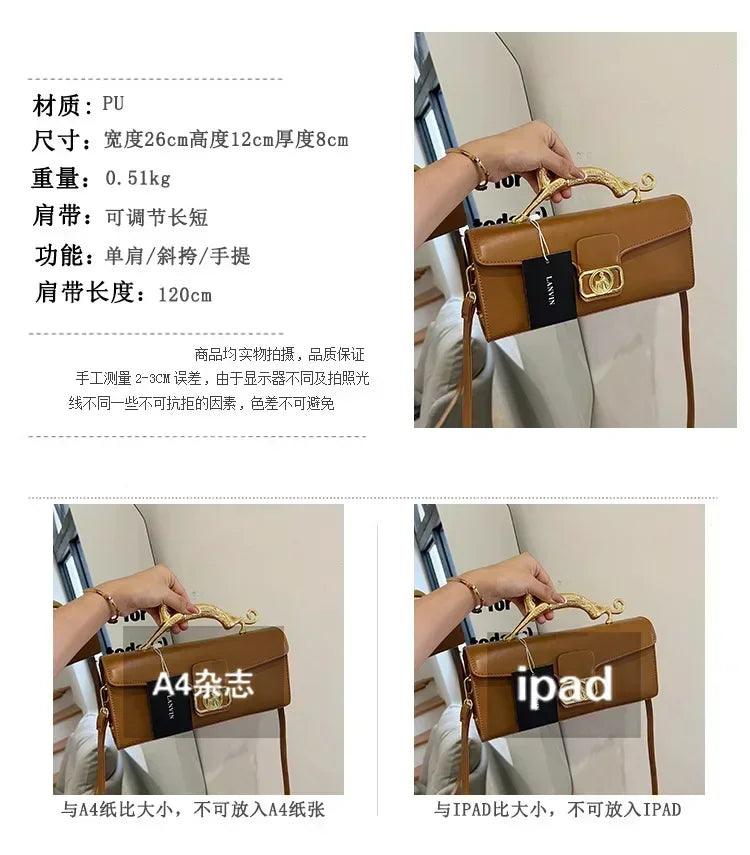Women’s handbag new bags for women metal handle leather famous brand designer crossbody fashion trend shoulder bag