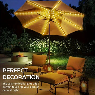 1PC 104 LED Patio Umbrella Light USB Powered with Remote&8 Lighting Modes Waterproof For Home Garden Beach Parasol Camping Decor
