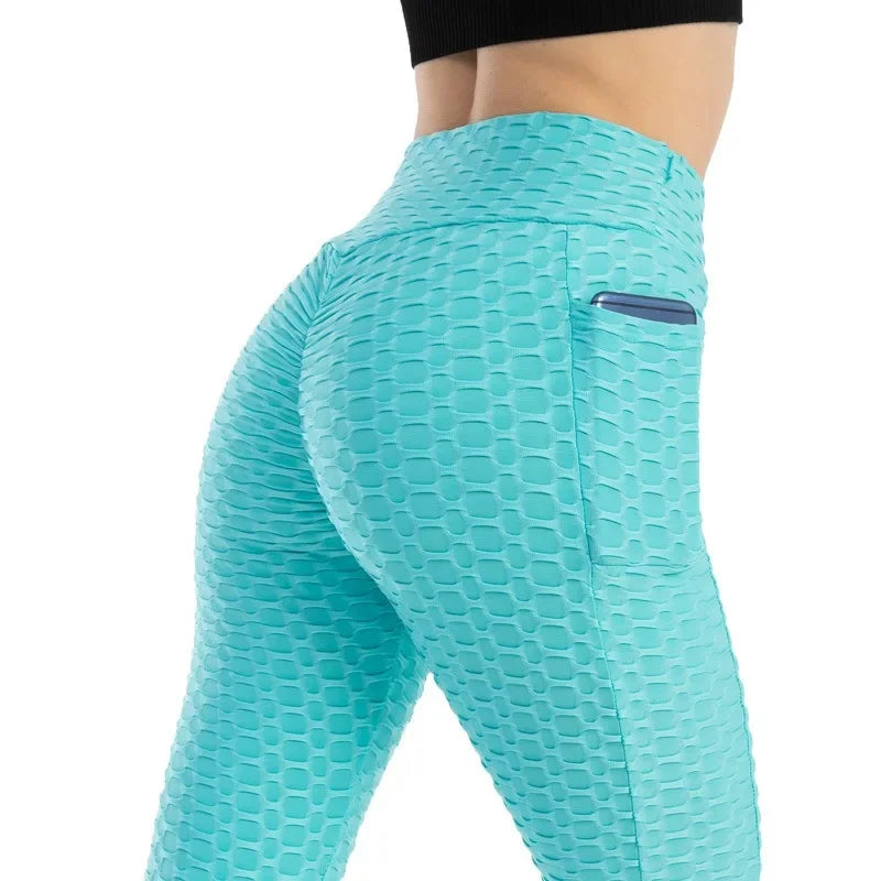 Women Fashion Pocket Bubble Lift Leggings