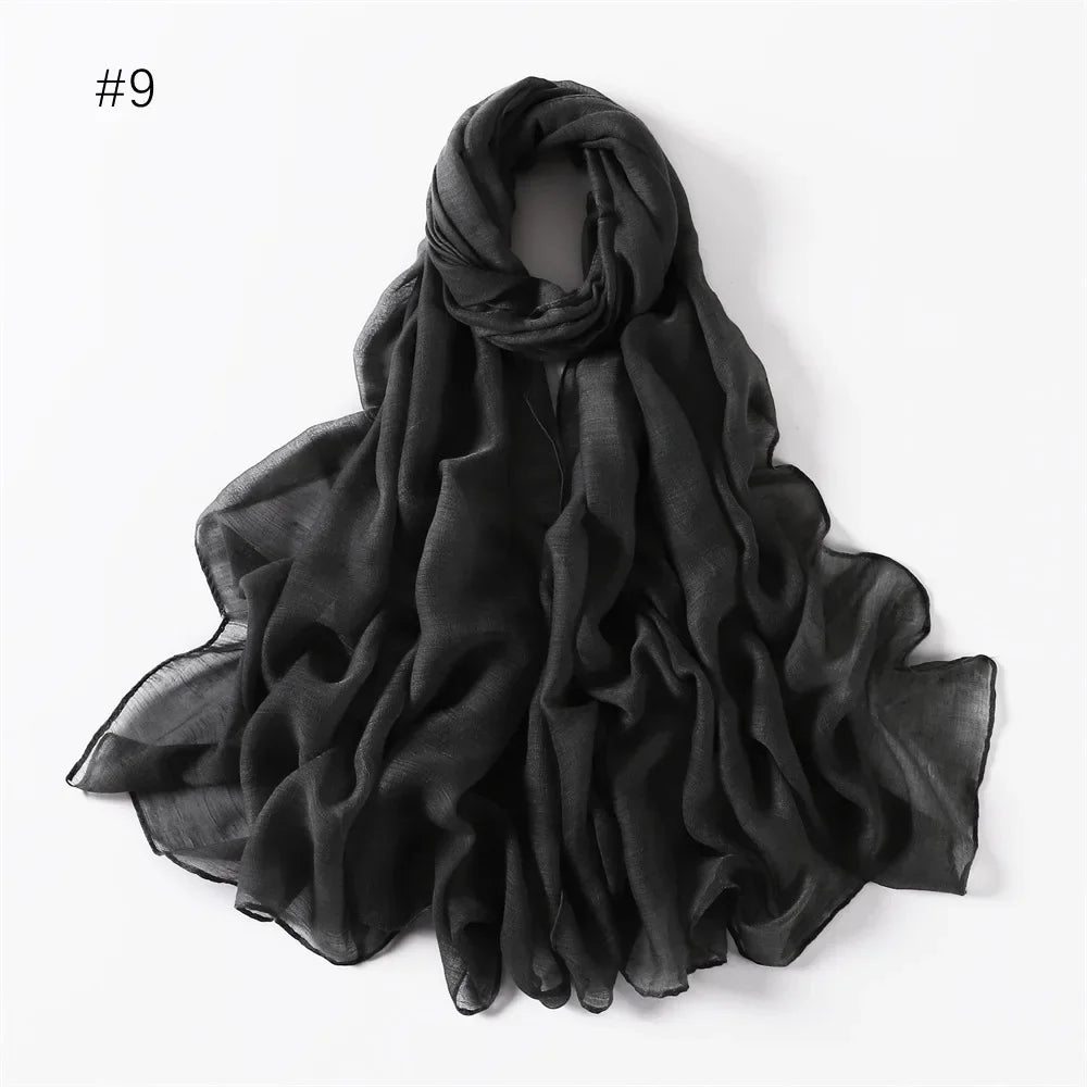 New Cotton Linen Scarf For Women Girls Students Autumn Classic Solid Color Scarves Retro Soft Foulard Viscose Female Wrap Shawls