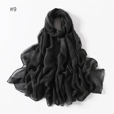 New Cotton Linen Scarf For Women Girls Students Autumn Classic Solid Color Scarves Retro Soft Foulard Viscose Female Wrap Shawls