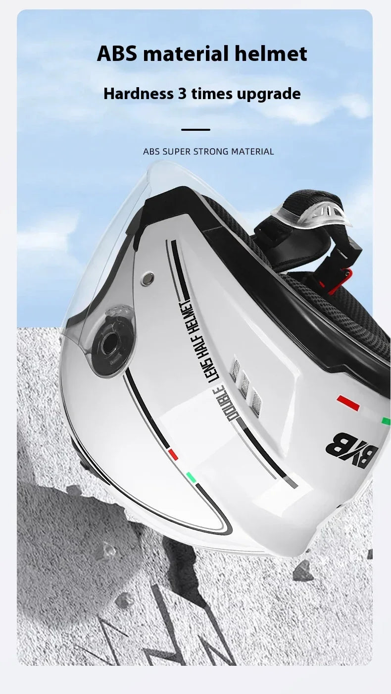 Motorcycle Equipments Open Face Helmet For Men Women Dual Lens Sun Visor Face Shield Top Lightweight Scooter Retro 3/4 Headwear