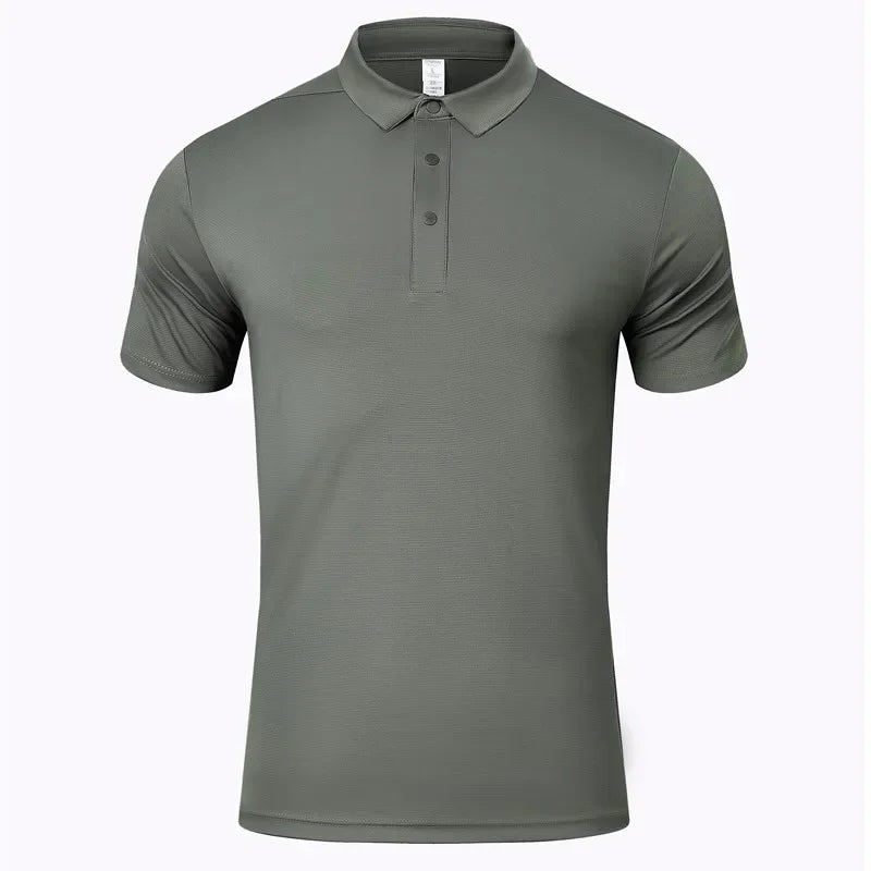 Summer Sports Polo T-shirts Men Solid Color Straining T-shirts Breathable Comfortable Short Sleeve