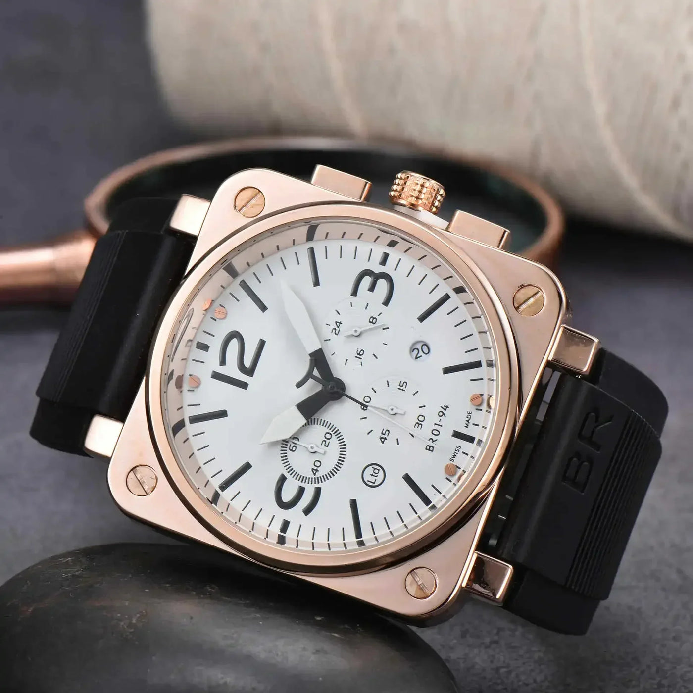 High-End BR Original Brand Watches For Mens High Quality Square Automatic Mechanical Watch Business Sports AAA Male Clock