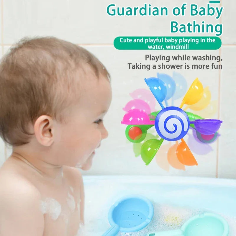 Baby Bath Toys Colorful Waterwheel Bathing Bathtub Water Spray Play Set Rainbow Windmill Bathroom Toy For Kids Toddler Children