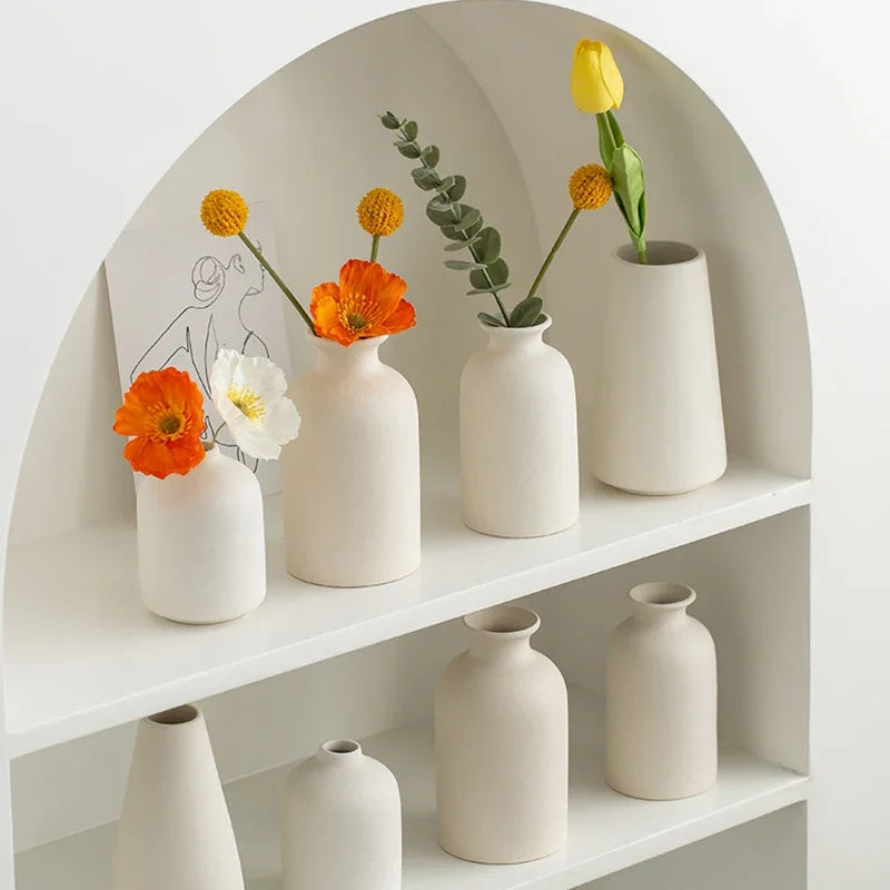 White Mini Ceramics Vase Ceramic Flower Vase Solid Vases for Flower Home Table Decor Vase Flower Bottle Solid Vases For Decor