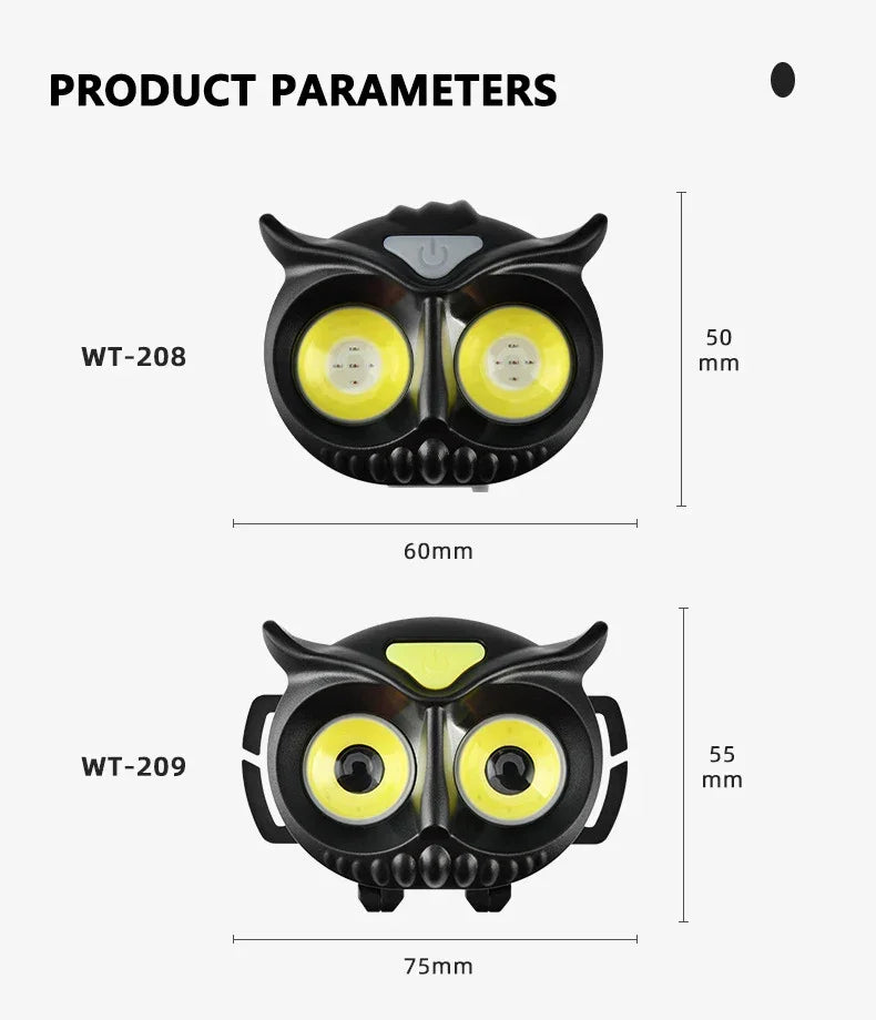 LiitoKala-Small Owl Headlamp, LH-208 209, Can Place 1.2V, 1.5V, AAA Outdoor Climbing Mountain Head Wearing Lamp