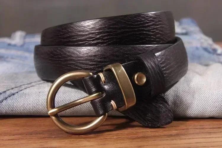 Genuine leather brass buckle belt for women | jeans casual dress | ladies designer trendy belts waistband