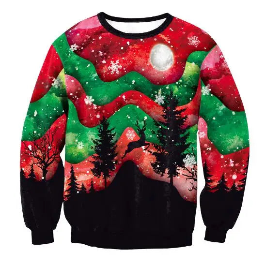 Ugly Christmas Sweaters Green Jumpers 3D Funny Printed Holiday Party Xmas Sweatshirt for Party Birthday Xmas Sweatshirt 2025