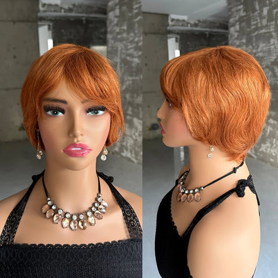 Short Human Hair Wigs Pixie Cut Straight perruque bresillienne for Black Women Full Machine Made Wigs With Bangs Cheap Wig