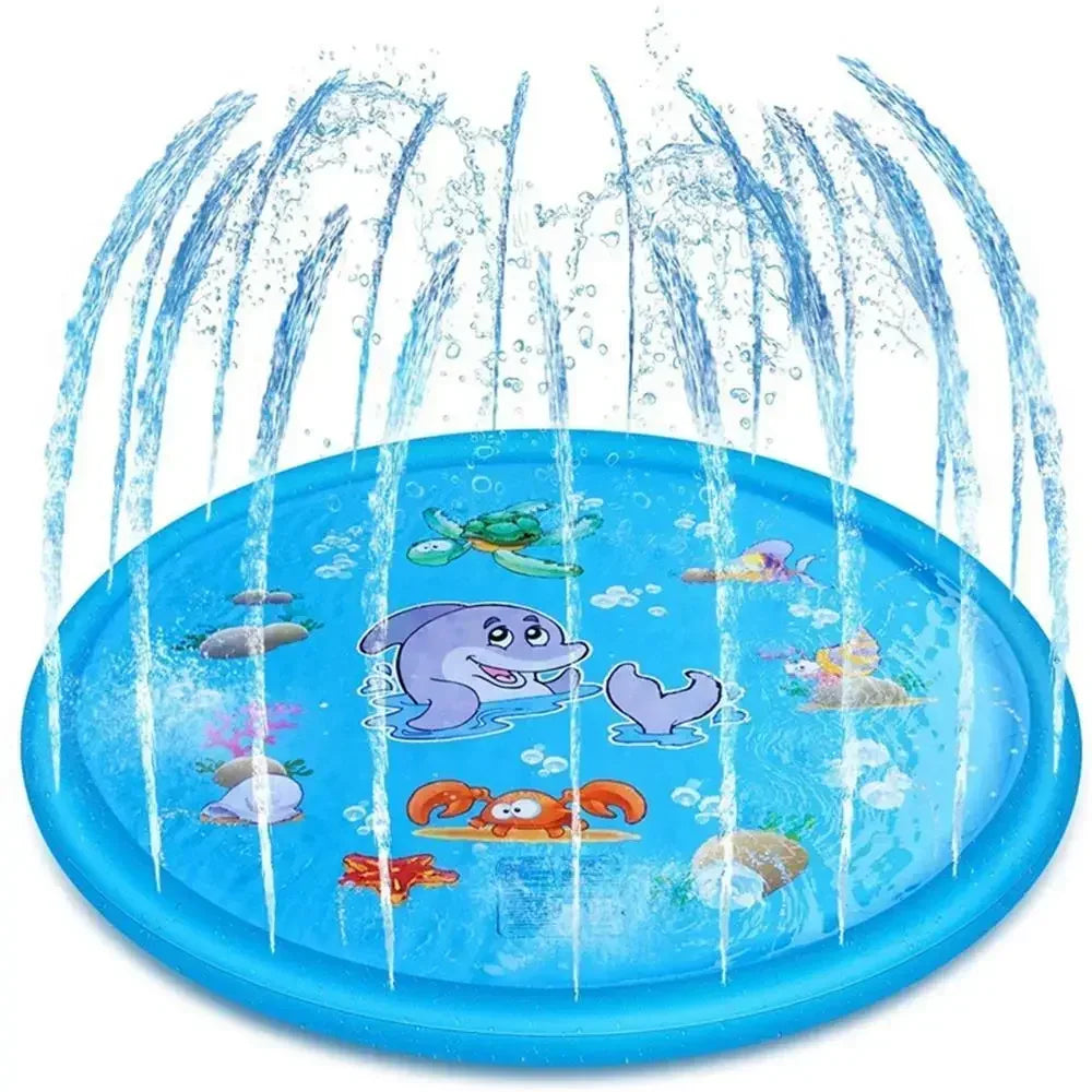 Baby Play Water Games Mat - 100cm Children Beach Pad, Outdoor Inflatable Spray Water Sprinkler