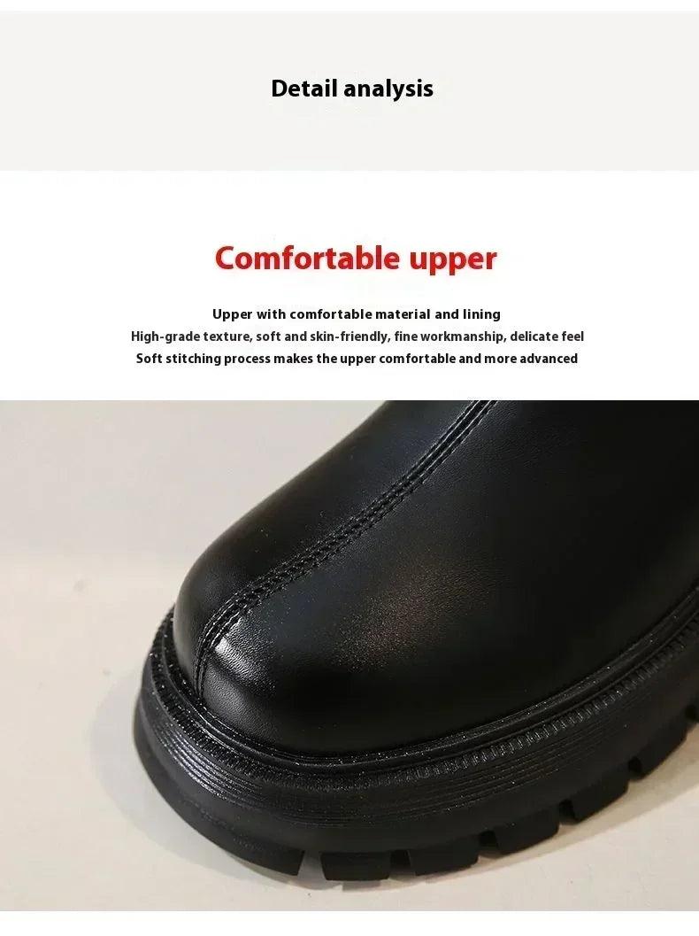 Long tube boots for women 2025 winter new height increasing knight thick heel retro versatile women’s