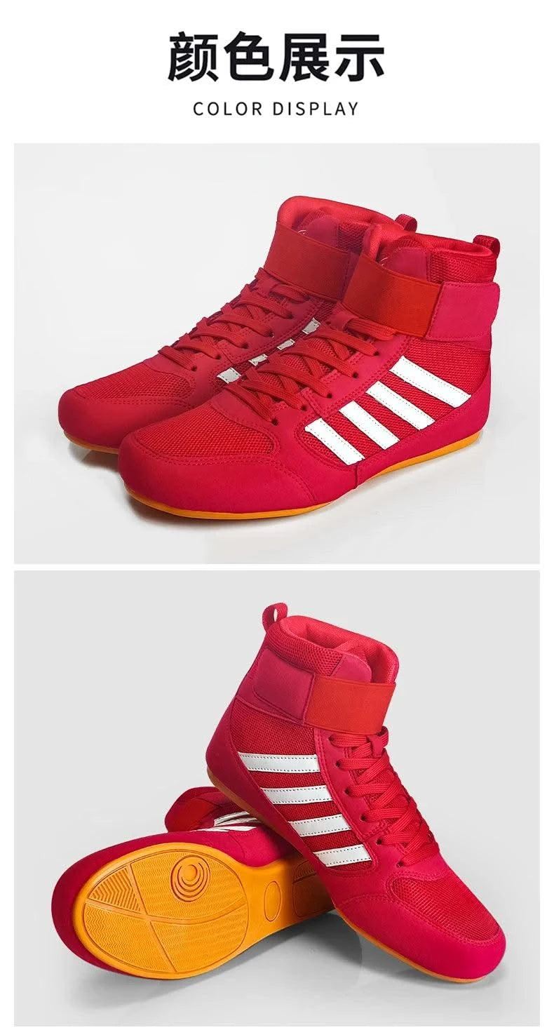 Boxing wrestling shoes children's adult training men women combat fighting Sanda high top shoes boots strength weightlifting gym