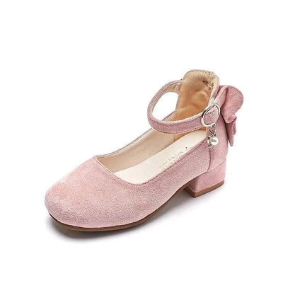 Kids Velvet Black, Pink, Red Leather High Heeled Shoes 3-15T | Girl's Princess Shoes For Party, Wedding, Dance | Children's Fashion