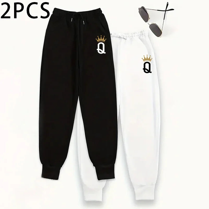 Women's Sweatpants 2 Piece Set Pure Color Joggers Fall Winter Lounge Pants Comfort Fit Athletic Casual Trousers 2packs