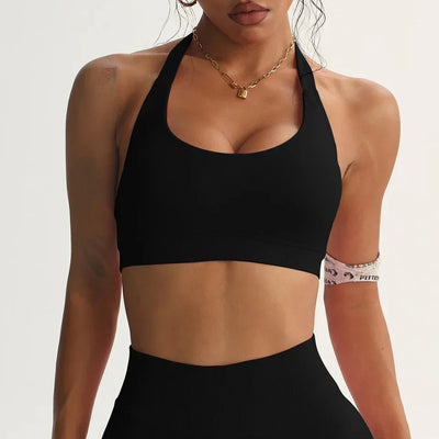 High Sports Bra Women Halter Seamless Padded  Sports Bras