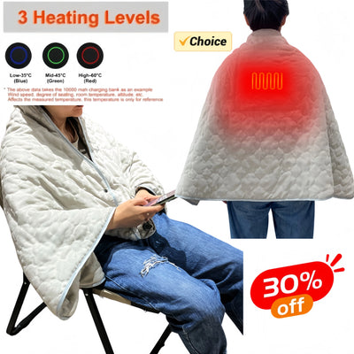 Wearable USB Electric Heated Blanket 3 Heating Levels Fleece Heated Blanket Quickly Heated Cape Pad for Home Office Car